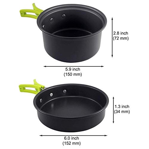 2-Person Camping Cookware Set with Storage Bag