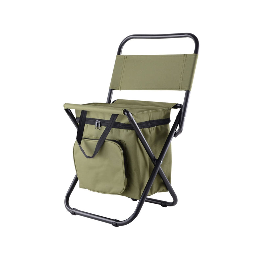 Portable Folding Camping Stool with Backrest & Pockets