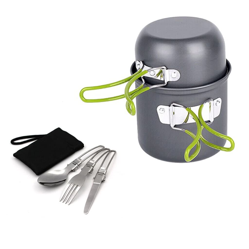 Non-Stick Camping Cookware Set with Folding Utensils