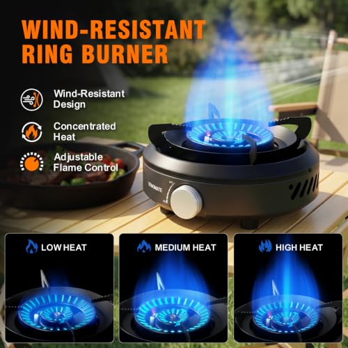 Portable Camping Stove, Powerful 3-Ring Burner, 20,500 BTU Camp Stove
