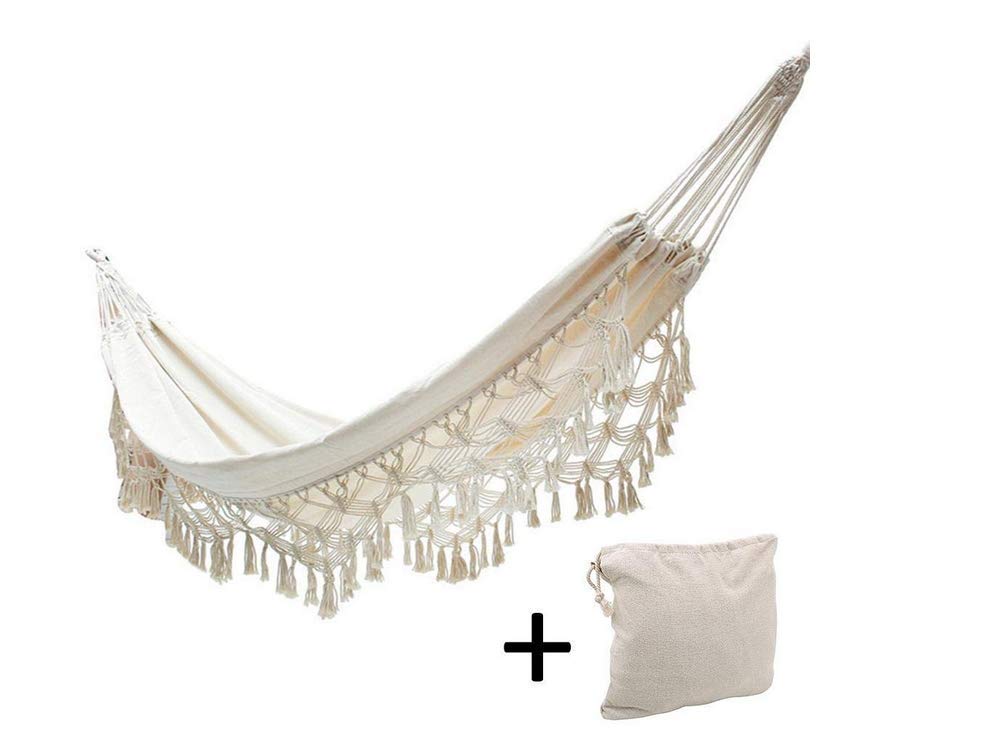 Cotton Double Hammock Swing Chair with Tassels
