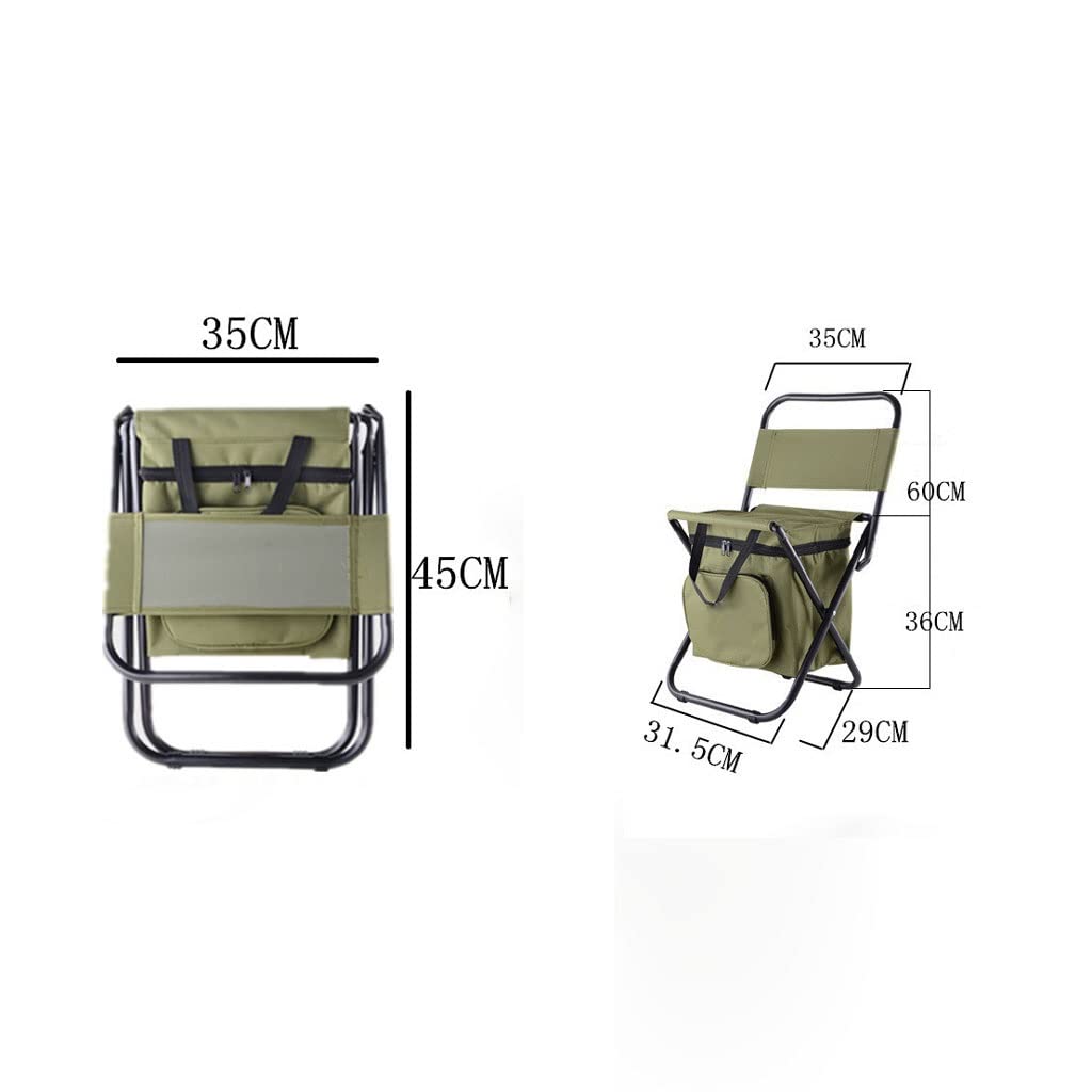 Portable Folding Camping Stool with Backrest & Pockets