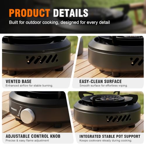 Portable Camping Stove, Powerful 3-Ring Burner, 20,500 BTU Camp Stove