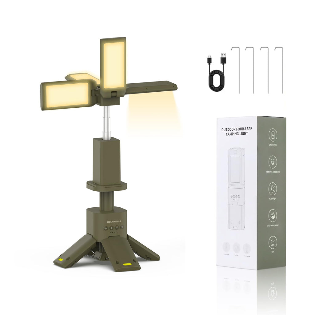 Magnetic LED Camping Light with Telescoping Pole & Power Bank