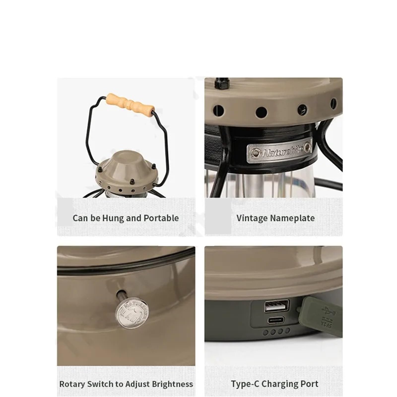 Retro Rechargeable LED Camping Lantern Waterproof Tent Light