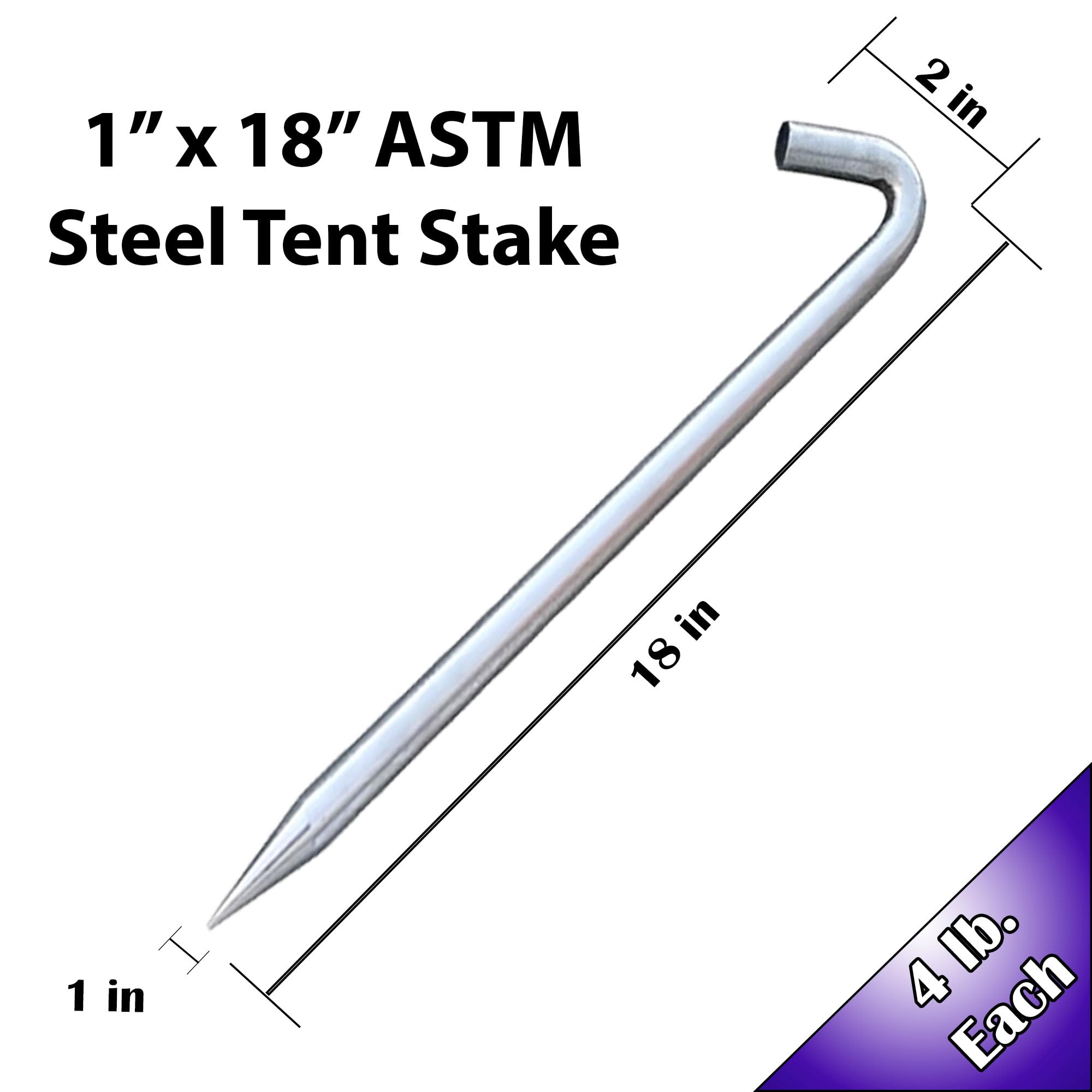 Steel Tent Hook Stakes 18-Inch 10-Pack