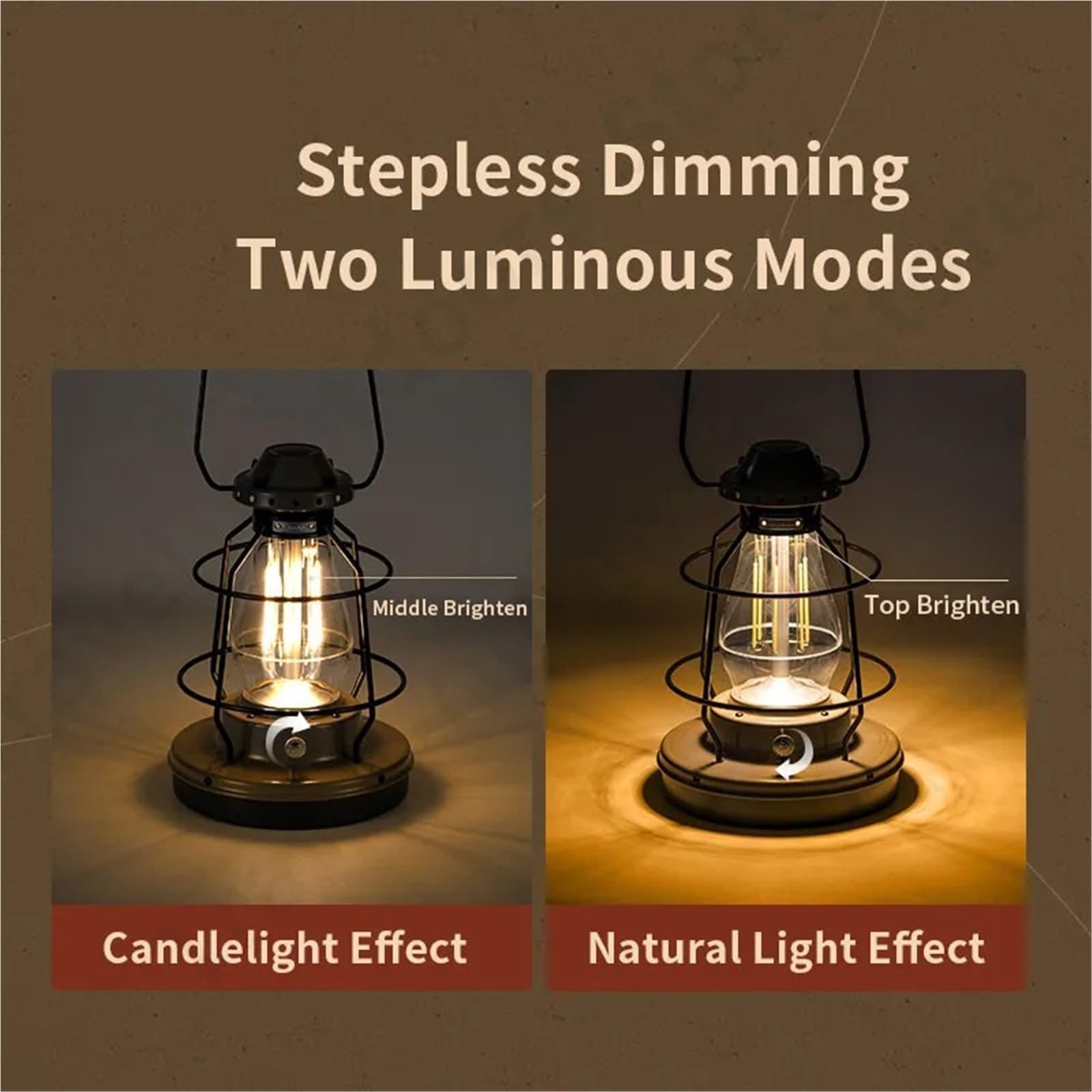 Retro Rechargeable LED Camping Lantern Waterproof Tent Light