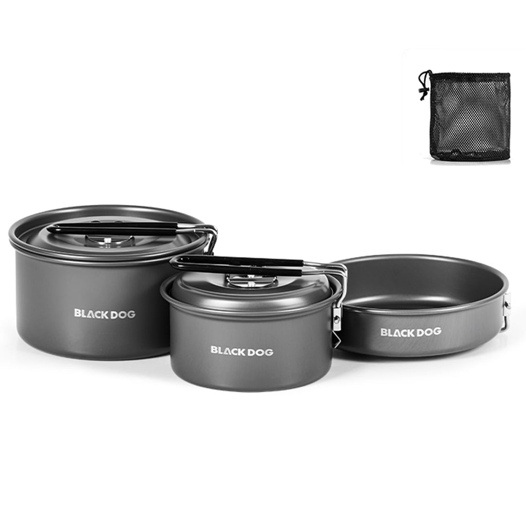 Blackdog 3-Piece Ultralight Camping Cookware Set, Nesting Pot & Pan Set