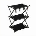 3-Tier Folding Outdoor Storage Shelf with Hooks