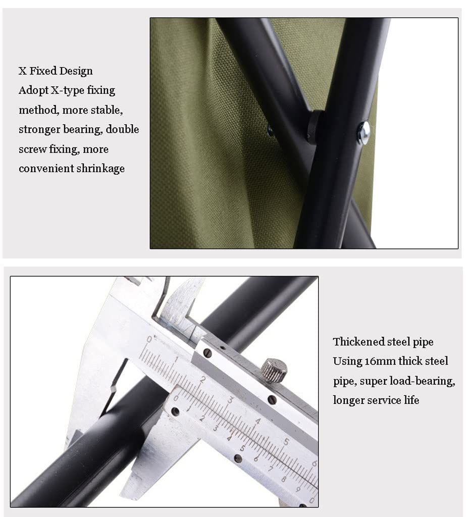 Portable Folding Camping Stool with Backrest & Pockets