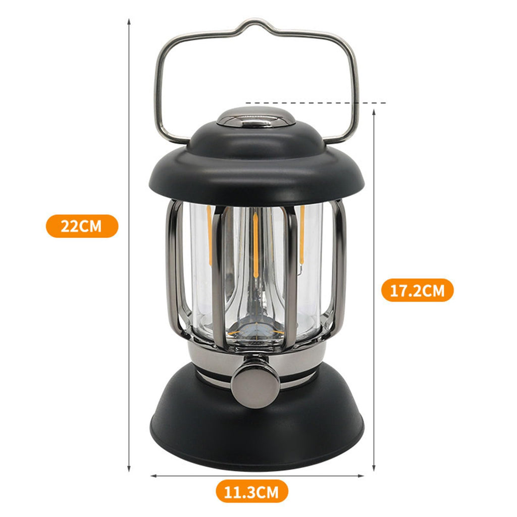 Vintage LED Camping Lantern with Adjustable Brightness