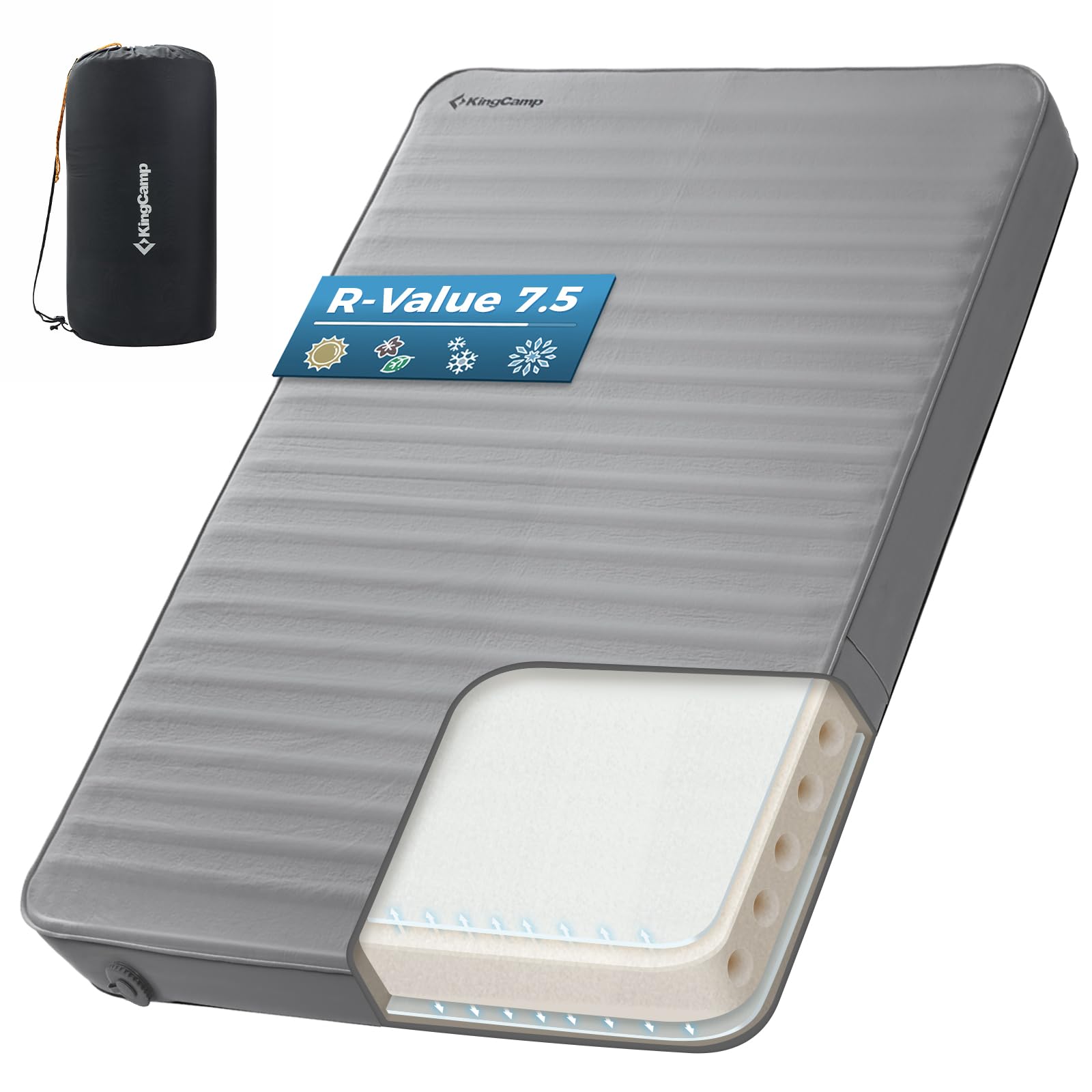 KingCamp Premium Camping Mattress with High R Value, Air & Foam