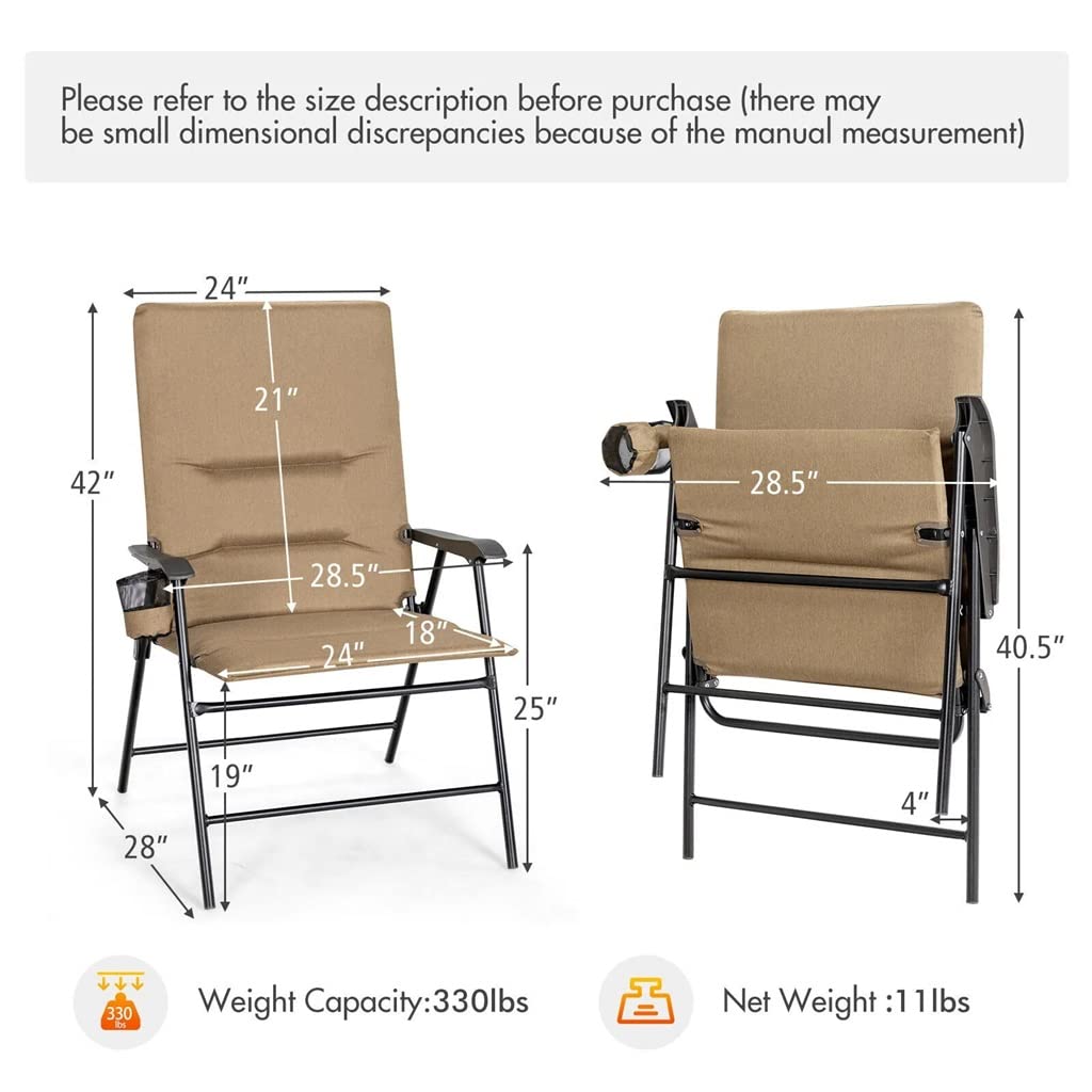 2-Piece Upholstered Folding Camping Chairs