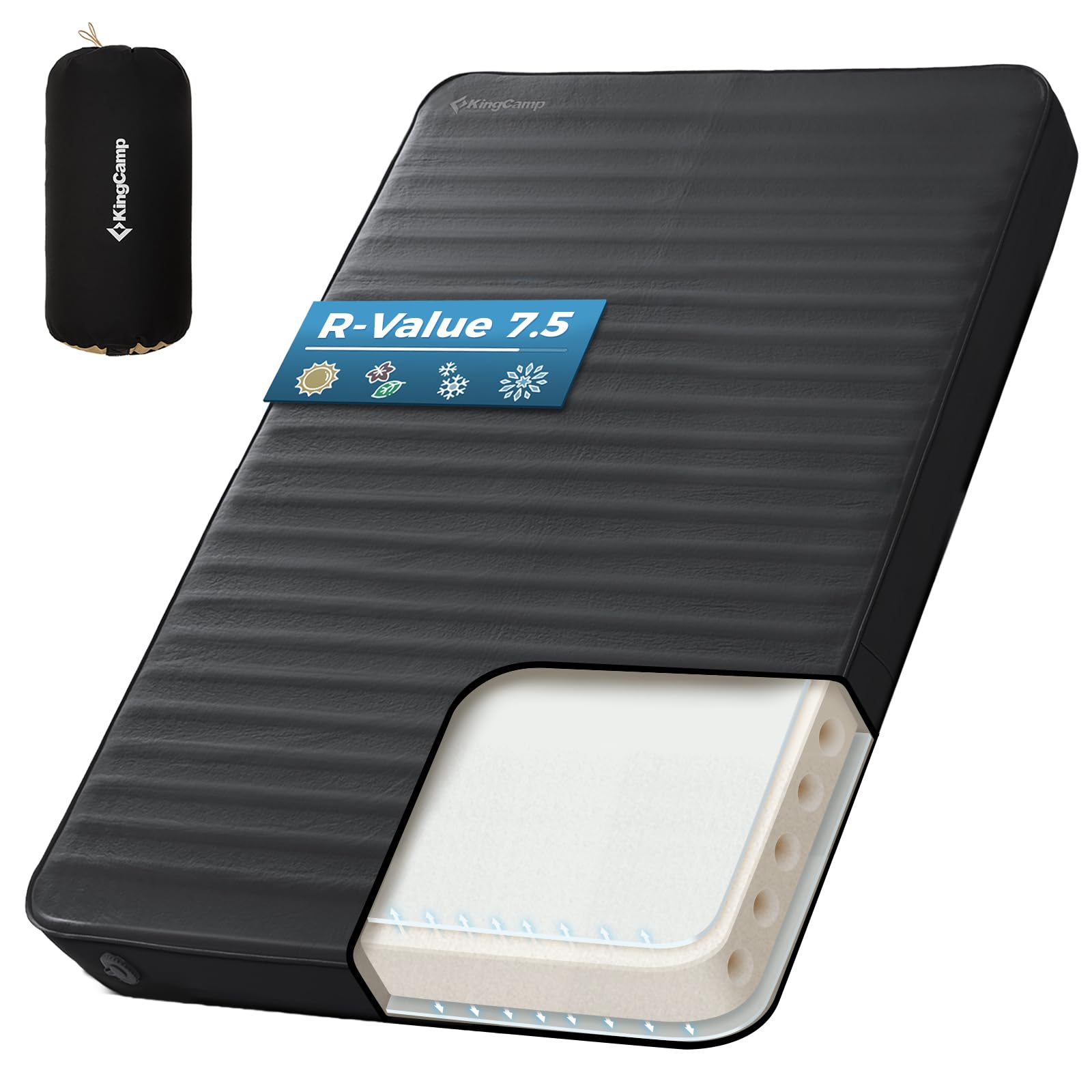 KingCamp Premium Camping Mattress with High R Value, Air & Foam