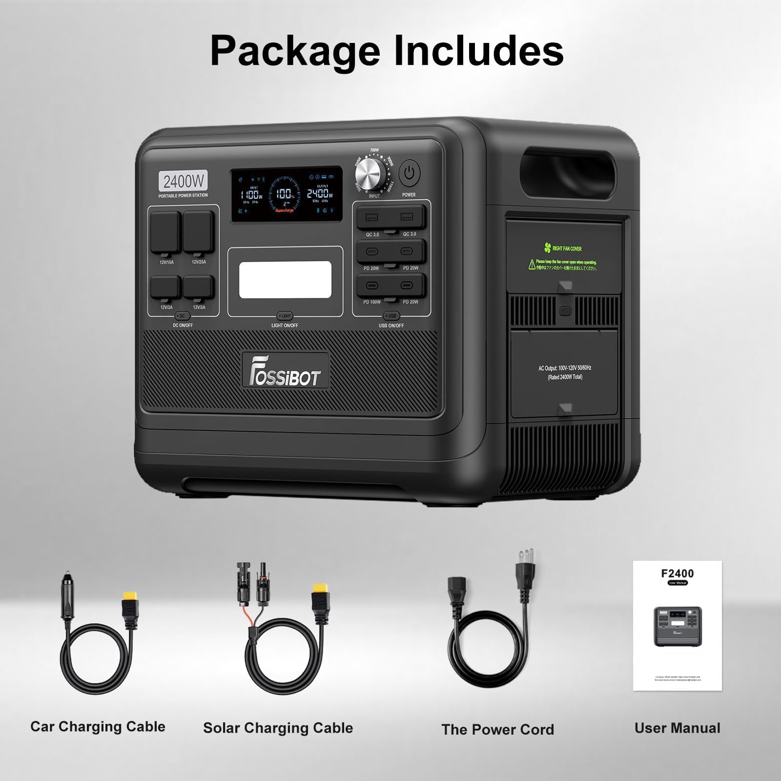 FOSSiBOT F2400 Portable Power Station GRREN BLACK
