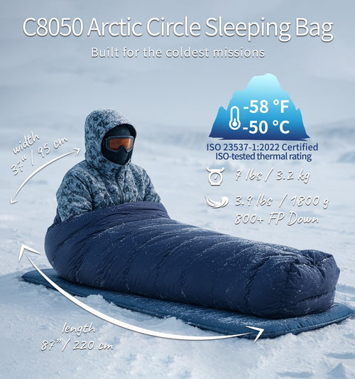 -58°F Extreme Cold Down Mummy Sleeping Bag