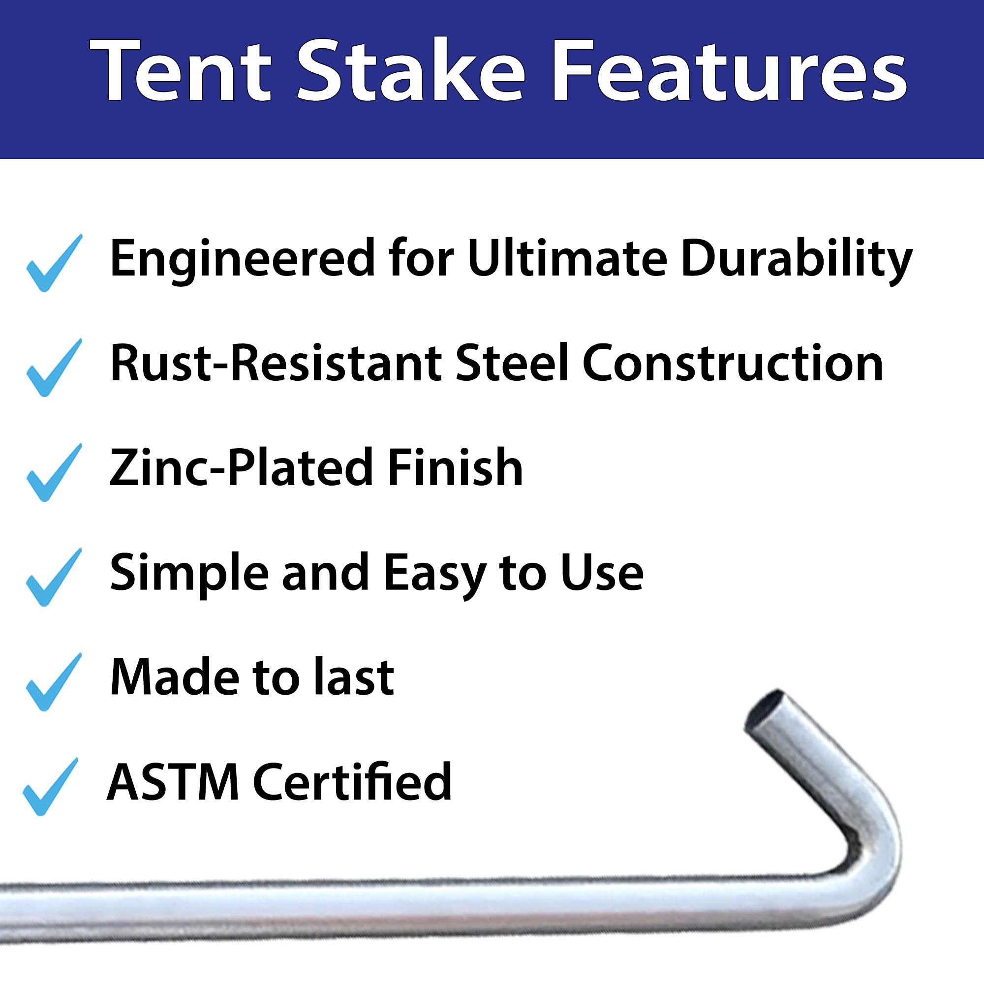 Steel Tent Hook Stakes 18-Inch 10-Pack