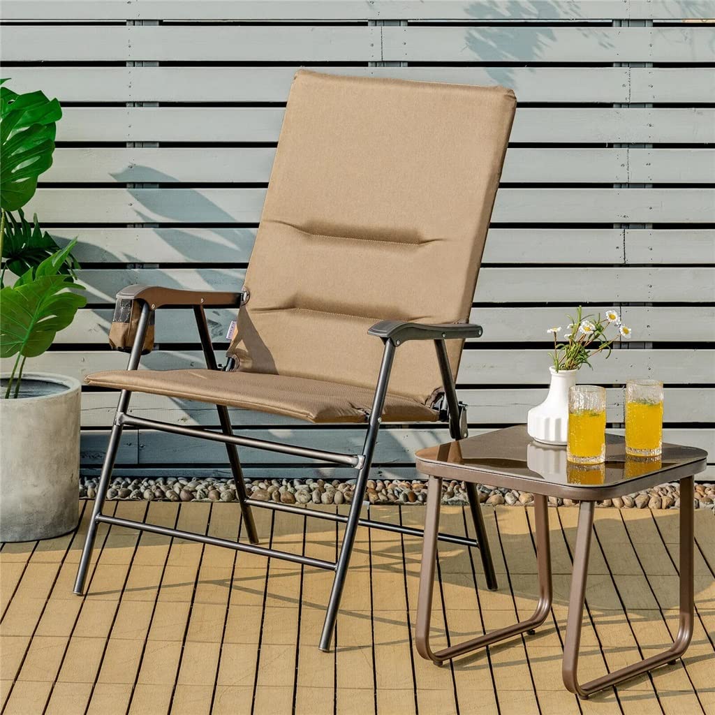 2-Piece Upholstered Folding Camping Chairs