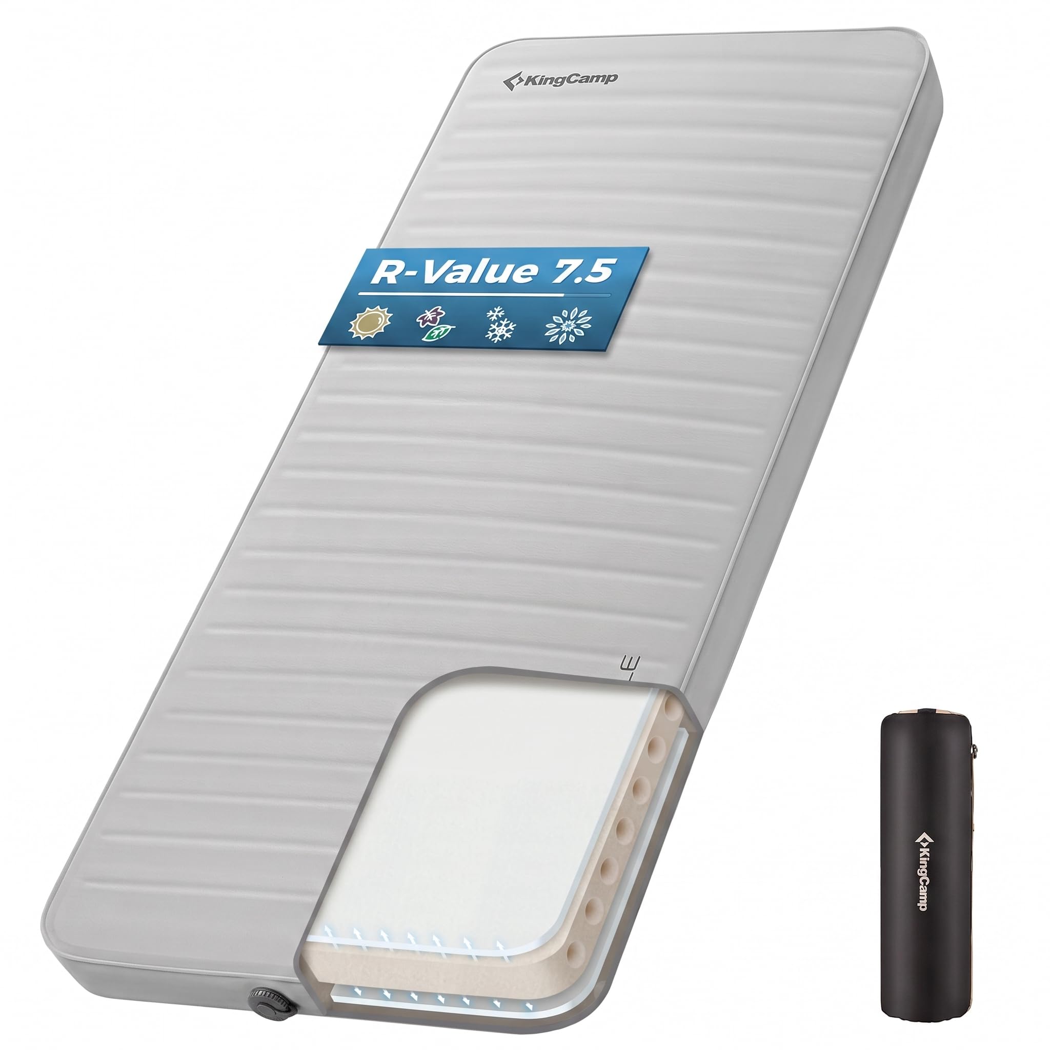 KingCamp Premium Camping Mattress with High R Value, Air & Foam