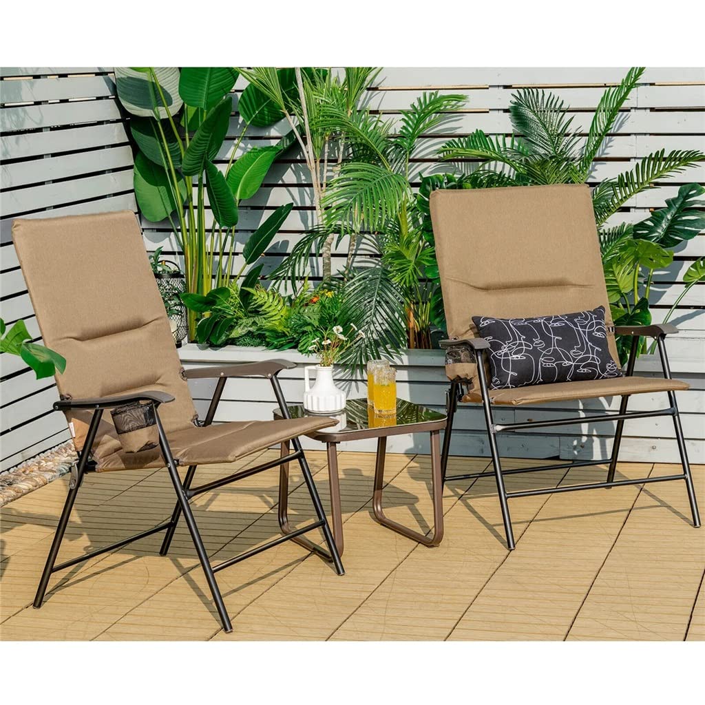 2-Piece Upholstered Folding Camping Chairs