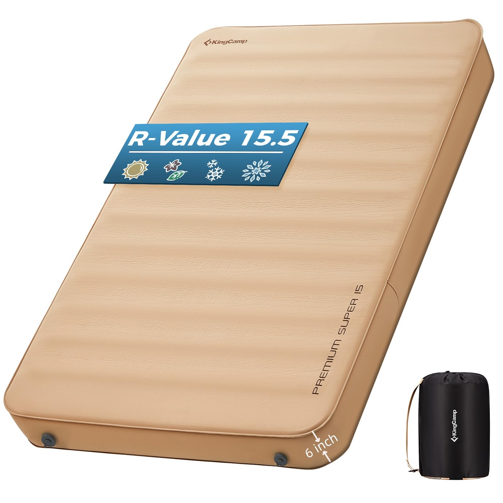 KingCamp Premium Camping Mattress with High R Value, Air & Foam