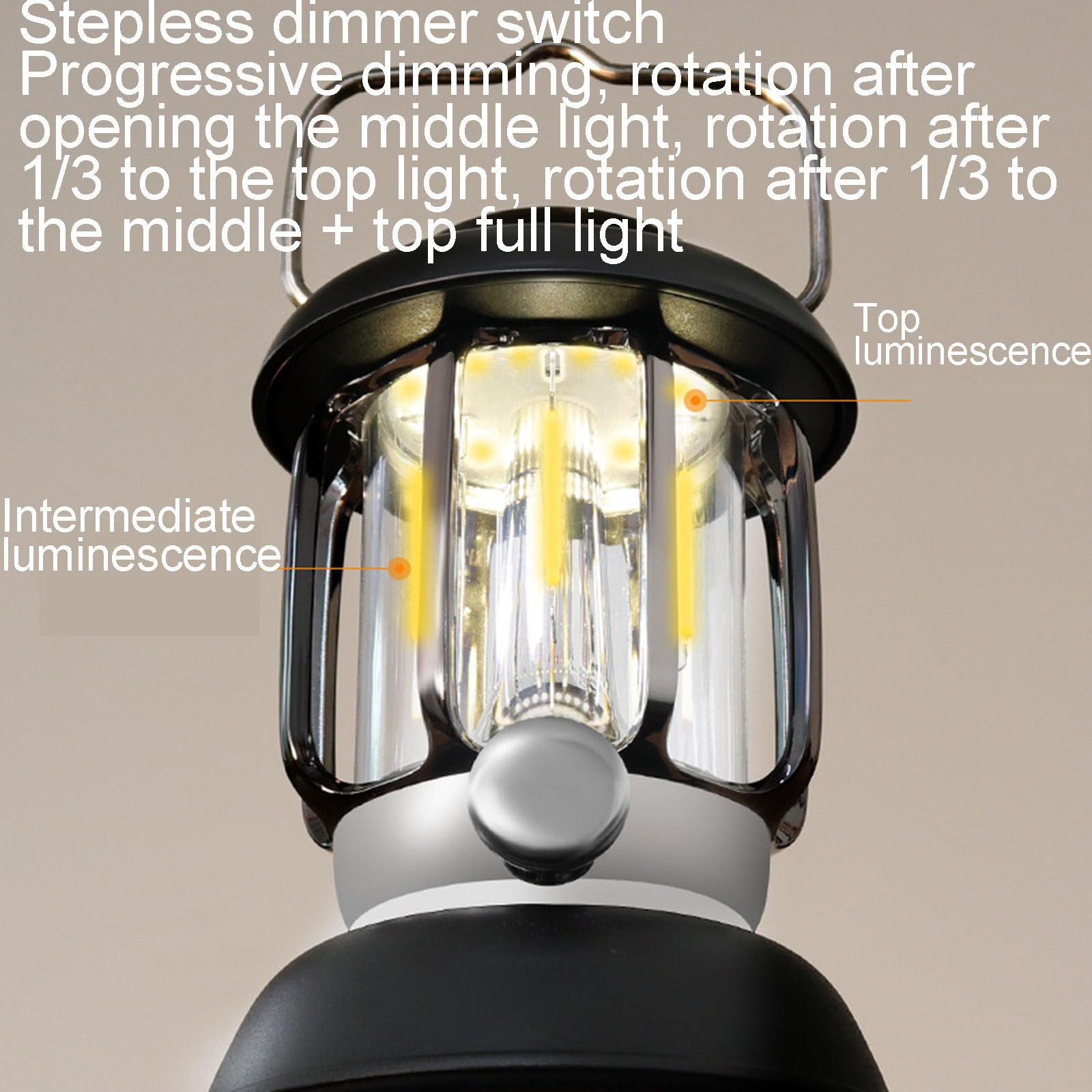 Vintage LED Camping Lantern with Adjustable Brightness