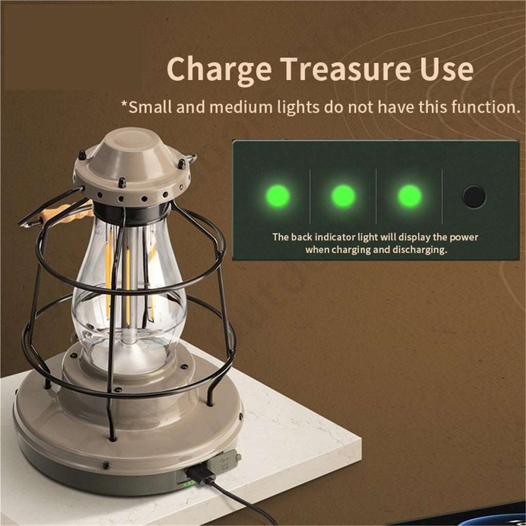 Retro Rechargeable LED Camping Lantern Waterproof Tent Light