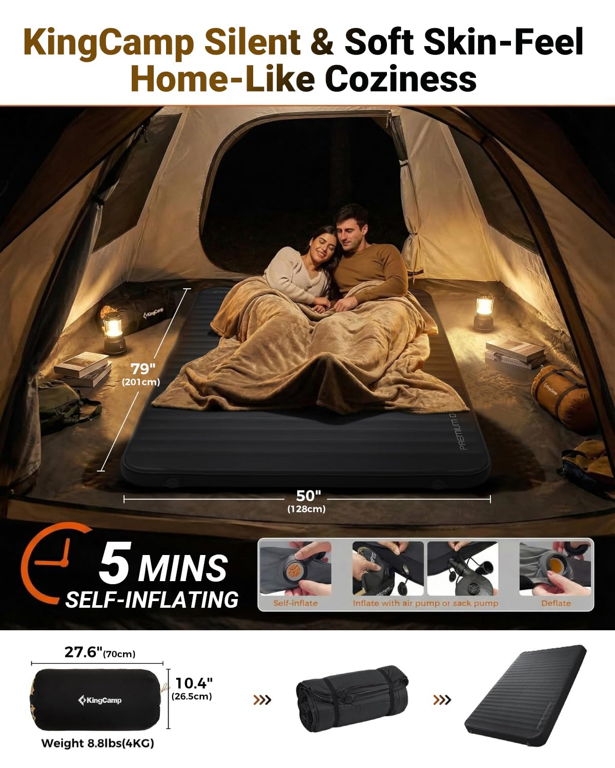 KingCamp Premium Camping Mattress with High R Value, Air & Foam