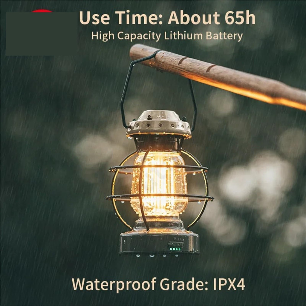 Retro Rechargeable LED Camping Lantern Waterproof Tent Light