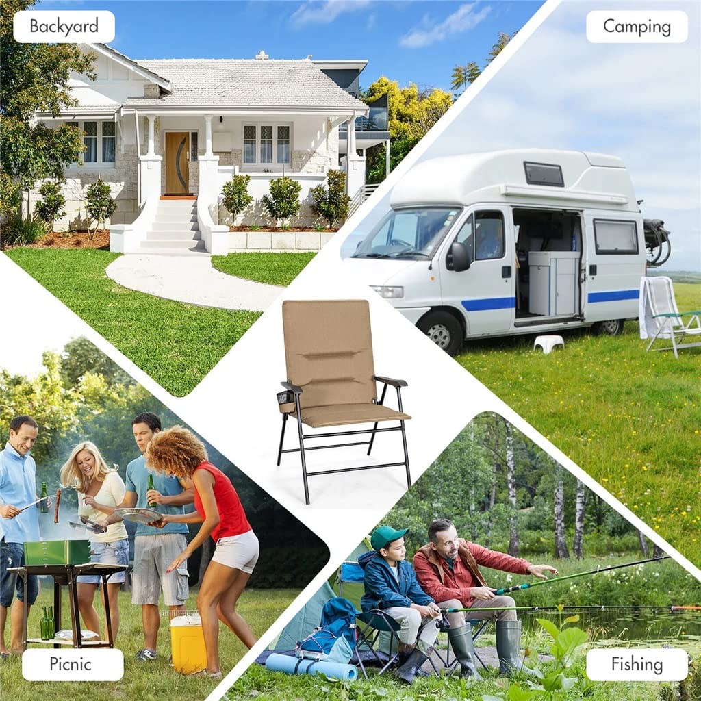 2-Piece Upholstered Folding Camping Chairs