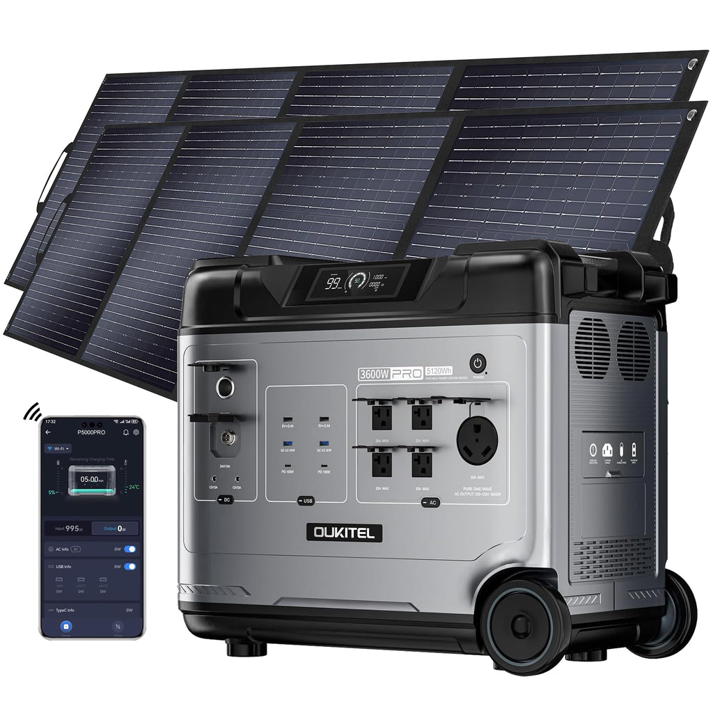 2400W Solar Generator LiFePO4 Battery 1.5Hrs Fast Charging,4 AC Outlets
