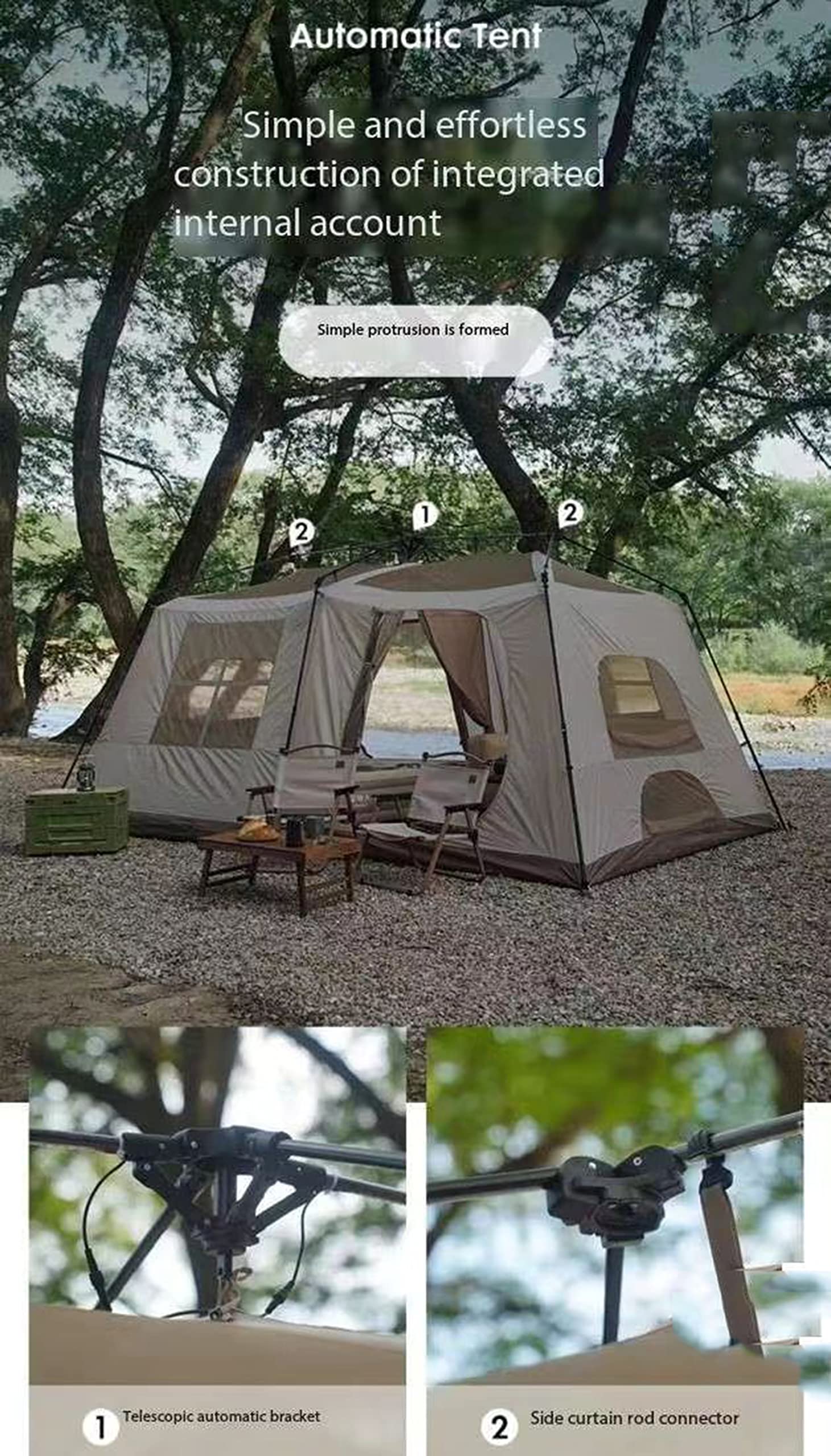 3–8 Person Automatic Folding Family Camping Tent