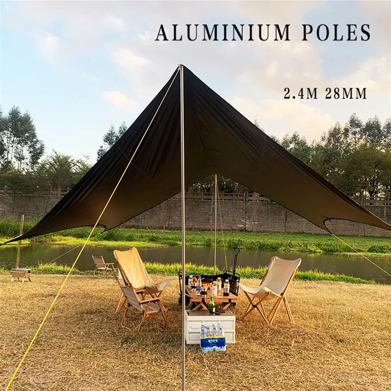 Adjustable Aluminum Tarp & Canopy Support Pole Kit