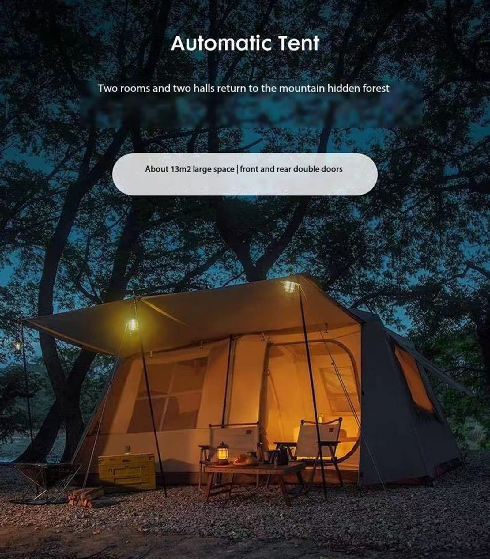 3–8 Person Automatic Folding Family Camping Tent