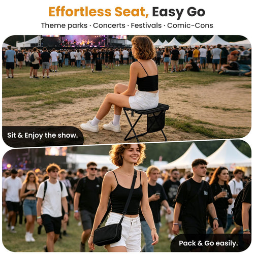 16-Inch Portable Folding Camping Stool with Pockets