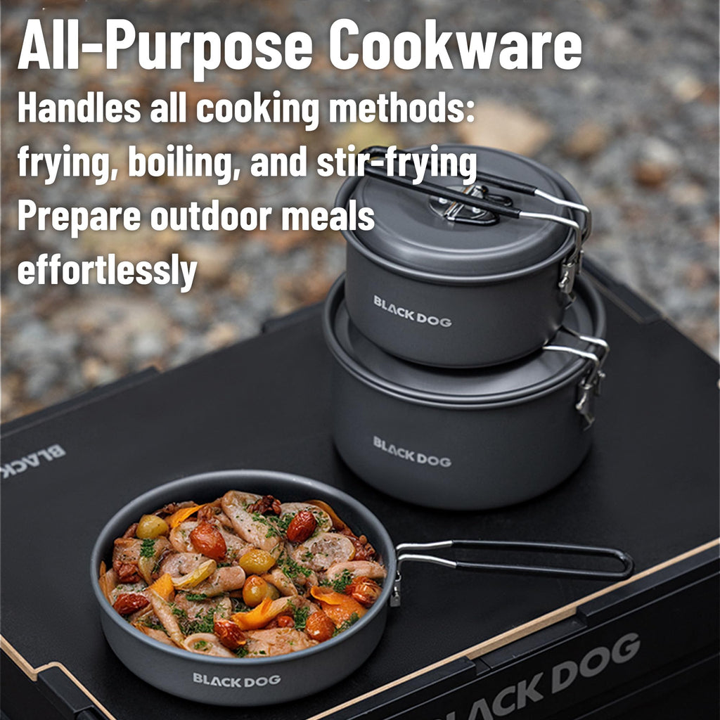 Blackdog 3-Piece Ultralight Camping Cookware Set, Nesting Pot & Pan Set