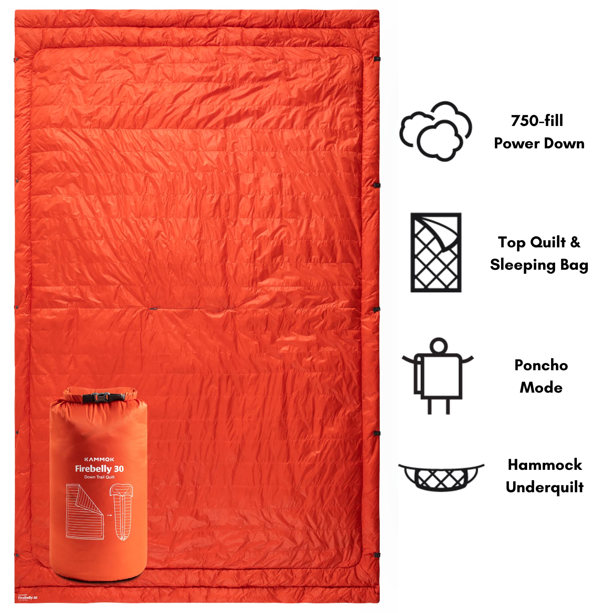 30°F Packable Down Camping Quilt