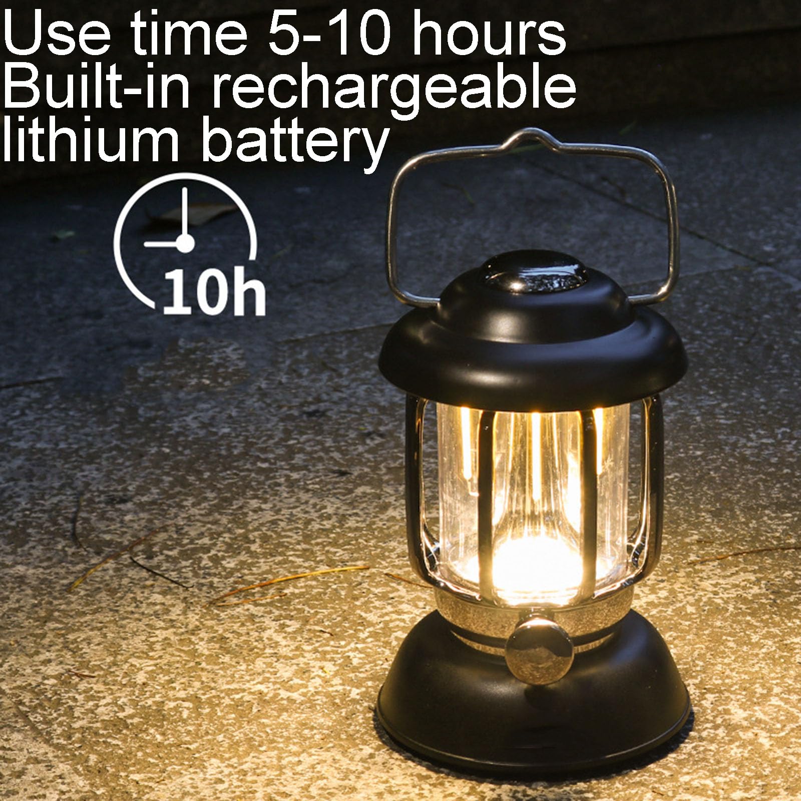 Vintage LED Camping Lantern with Adjustable Brightness